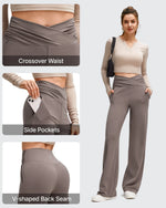 G4Free - BareFeel Side Pleated V Waist Wide Leg Yoga Pants -GF25J596AA-S