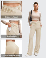 G4Free - BareFeel Side Pleated V Waist Wide Leg Yoga Pants -GF25J596AA-S