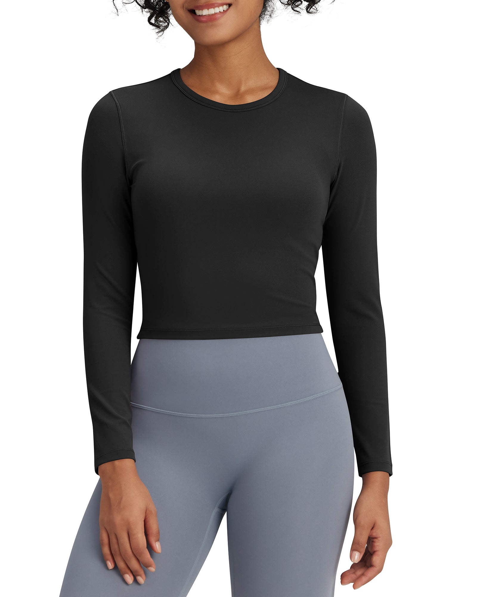 G4Free - BareFeel Slim High Crew Neck Cropped Long Sleeve -GF24B234AA-S