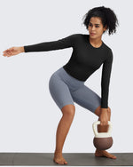 G4Free - BareFeel Slim High Crew Neck Cropped Long Sleeve -GF24B234EA-S