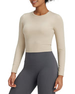 G4Free - BareFeel Slim High Crew Neck Cropped Long Sleeve -GF24B234EA-S