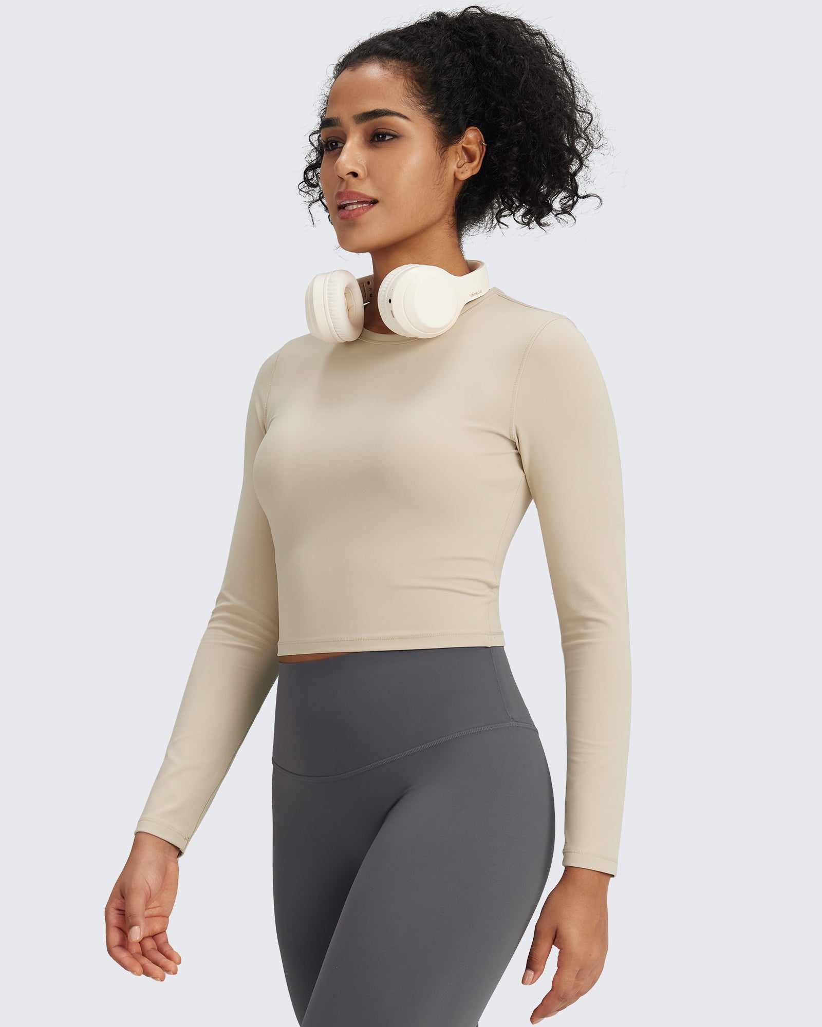 G4Free - BareFeel Slim High Crew Neck Cropped Long Sleeve -GF24B234EA-S