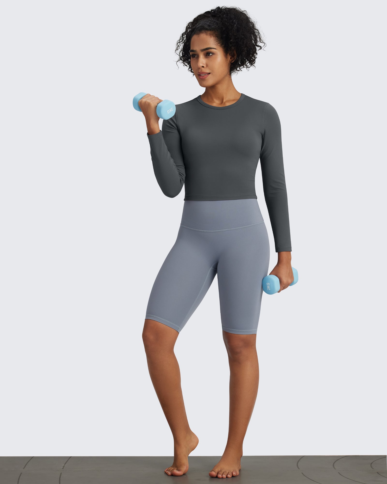 G4Free - BareFeel Slim High Crew Neck Cropped Long Sleeve -GF24B234EA-S