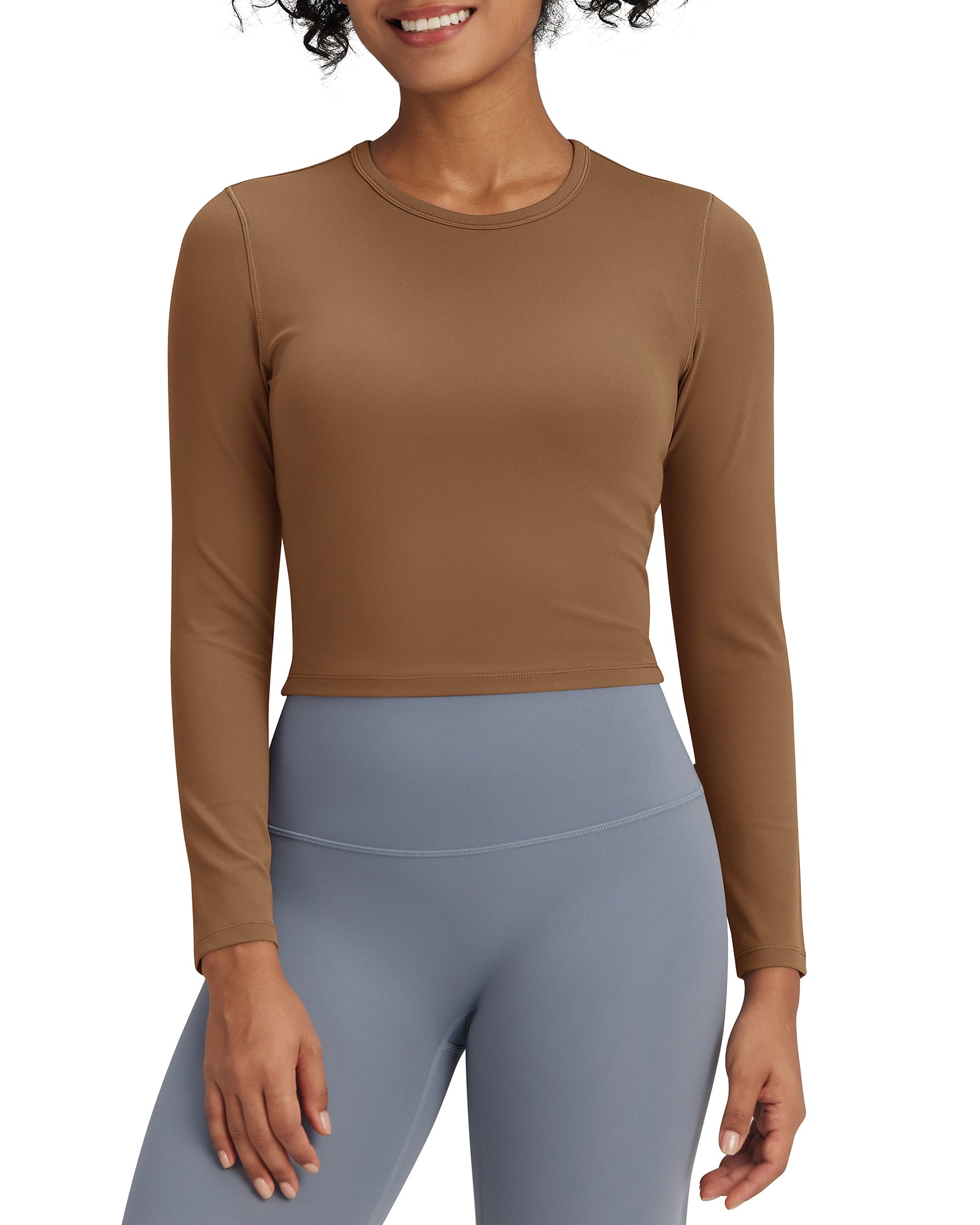 G4Free - BareFeel Slim High Crew Neck Cropped Long Sleeve -GF24B234FA-S