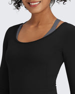 G4Free - BareFeel Slim Scoop Neck Open Back Long Sleeve -GF24B233AA-S