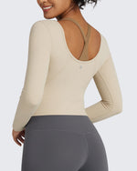 G4Free - BareFeel Slim Scoop Neck Open Back Long Sleeve -GF24B233AA-S