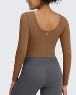 G4Free - BareFeel Slim Scoop Neck Open Back Long Sleeve -GF24B233AA-S