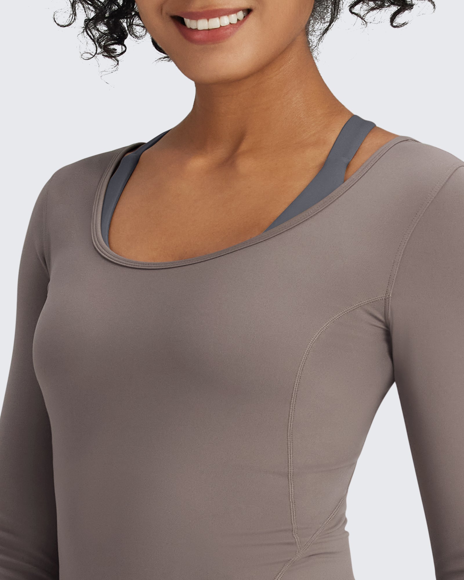G4Free - BareFeel Slim Scoop Neck Open Back Long Sleeve -GF24B233DA-S