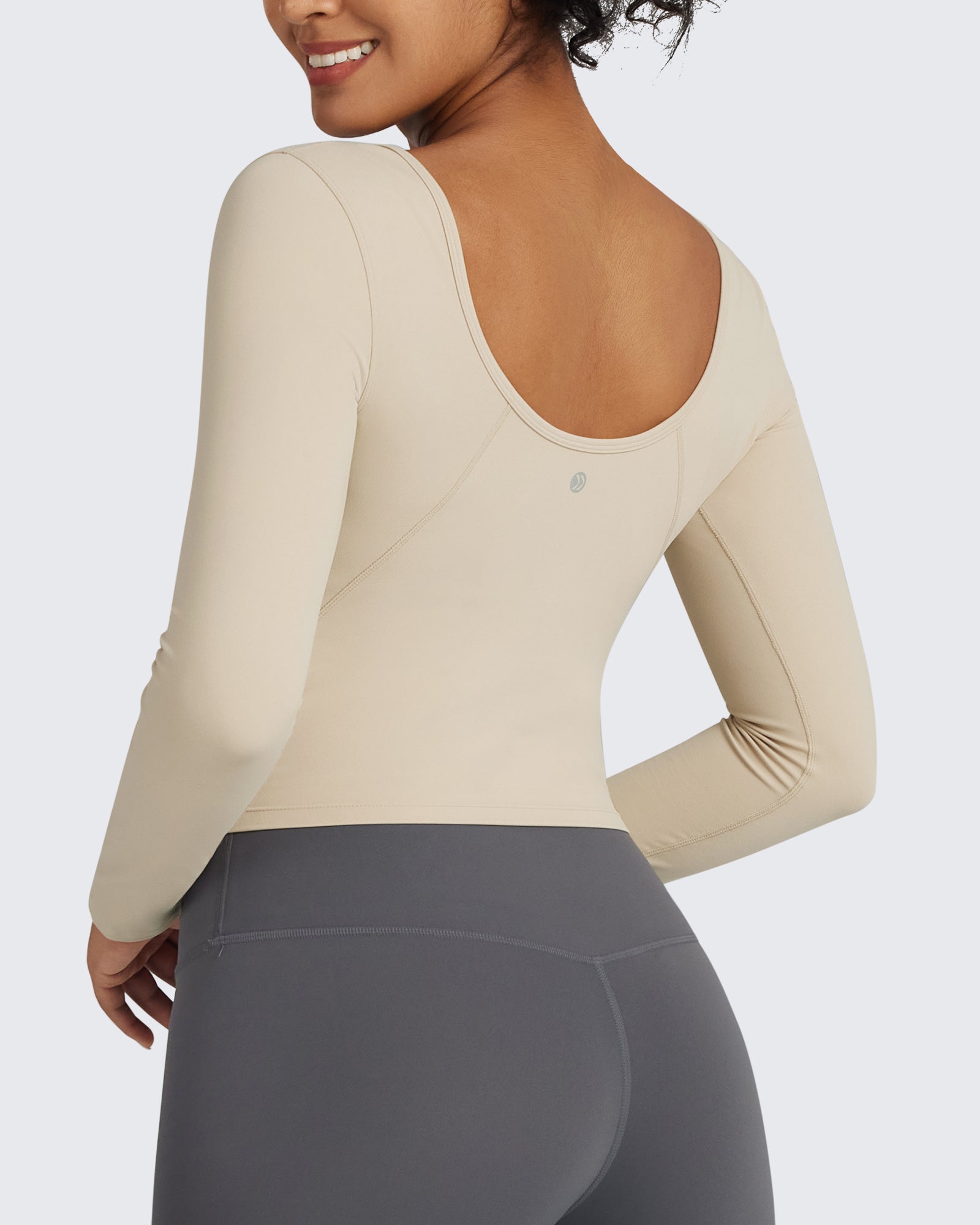 G4Free - BareFeel Slim Scoop Neck Open Back Long Sleeve -GF24B233EA-S
