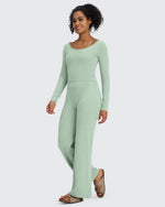 G4Free - BareFeel Wide Leg High-Waisted Pants Petite -GF24J247FA-S