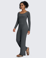 G4Free - BareFeel Wide Leg High-Waisted Pants Regular -GF24J248GA-S
