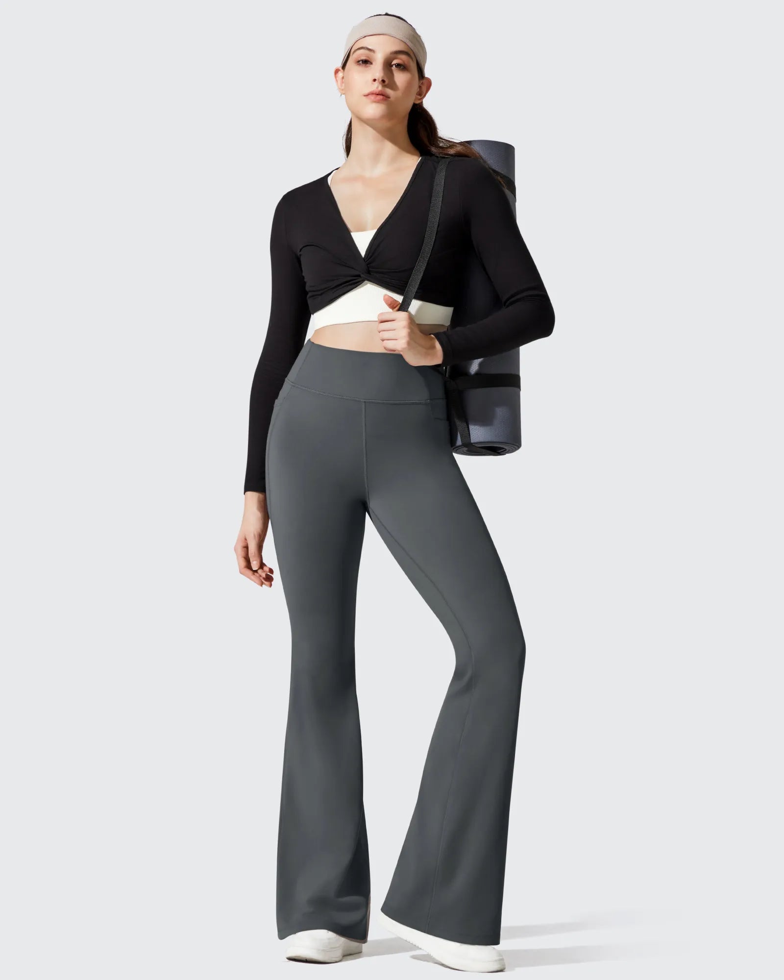 G4Free - Barefeel Fleece Lined High Waist Flare Yoga Leggings -GF25A703AA-S