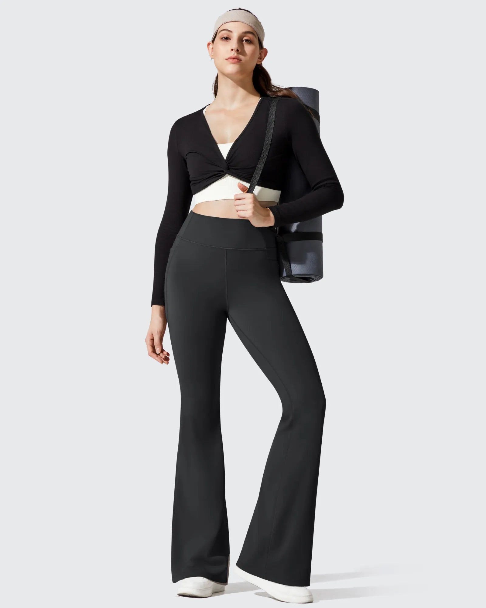G4Free - Barefeel Fleece Lined High Waist Flare Yoga Leggings -GF25A703AA-S