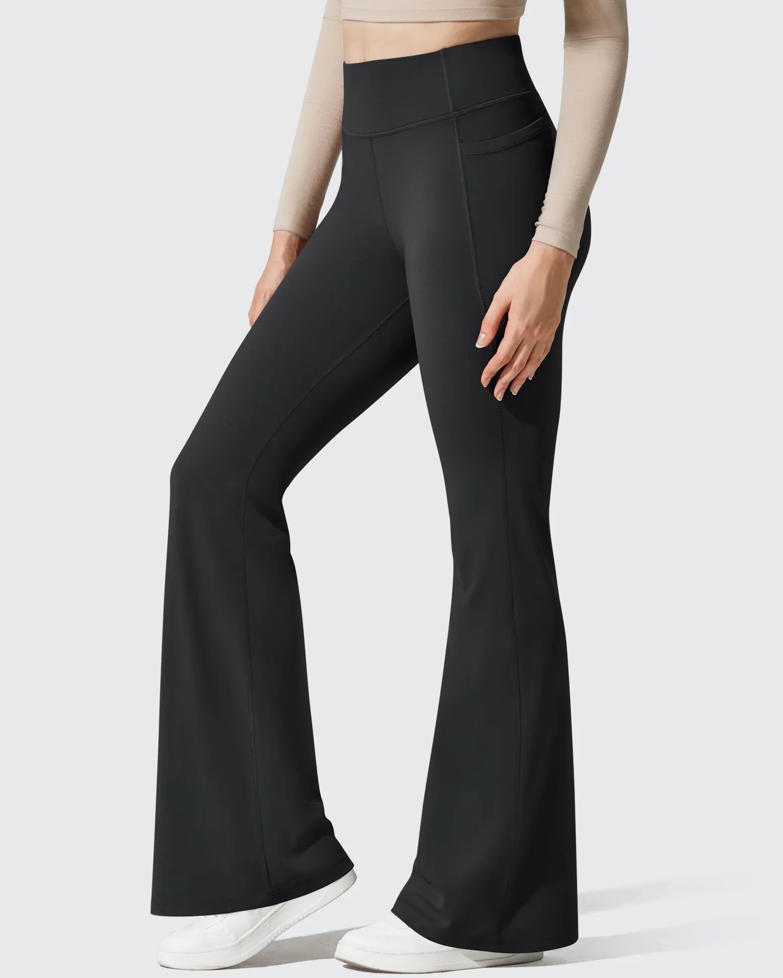 G4Free - Barefeel Fleece Lined High Waist Flare Yoga Leggings -GF25A703AA-S
