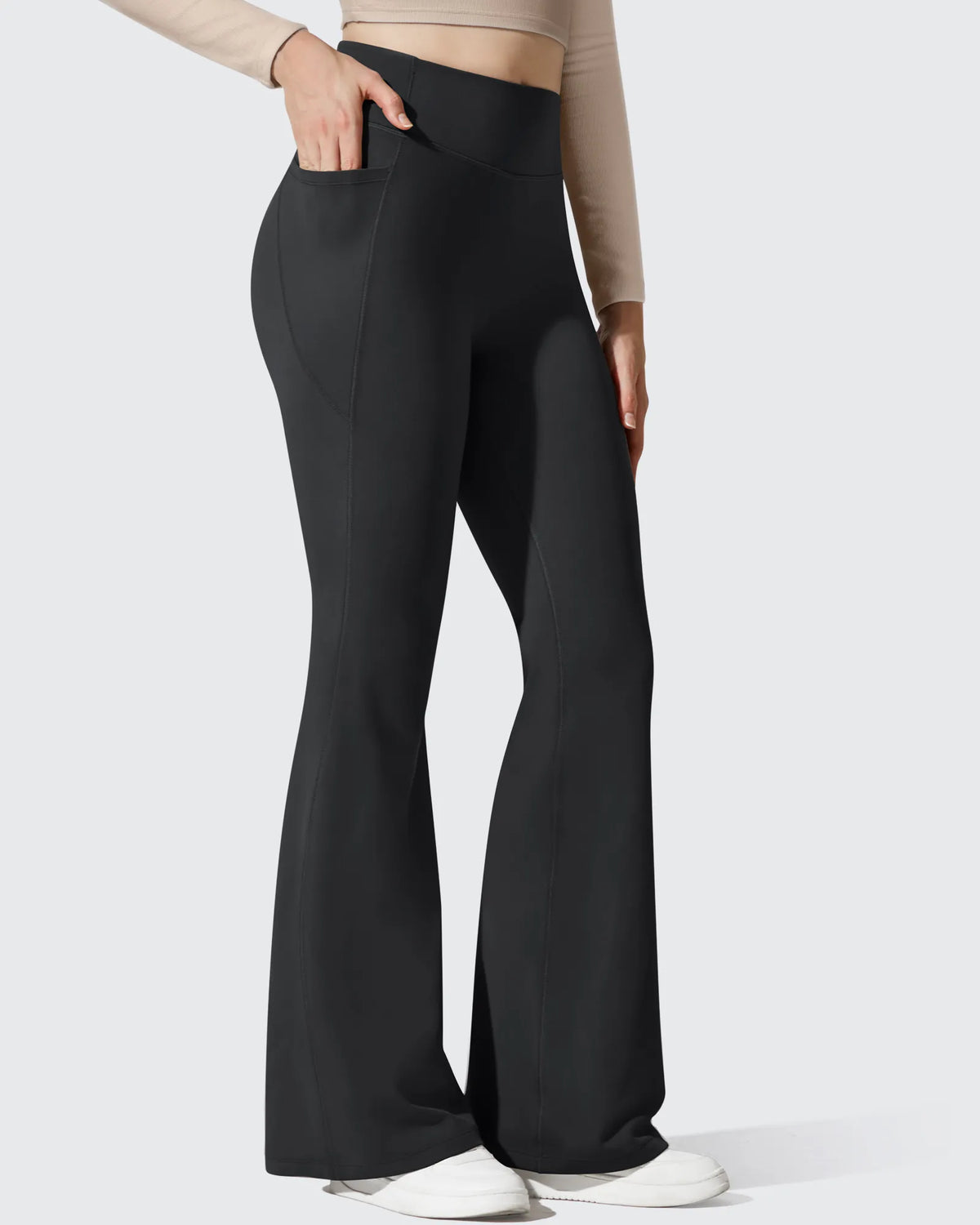 G4Free - Barefeel Fleece Lined High Waist Flare Yoga Leggings -GF25A703AA-S
