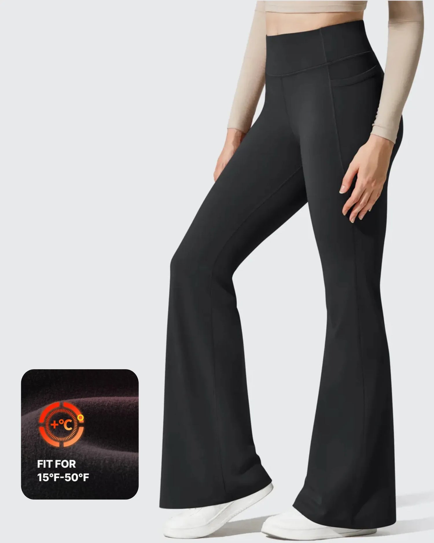 G4Free - Barefeel Fleece Lined High Waist Flare Yoga Leggings -GF25A703AA-S