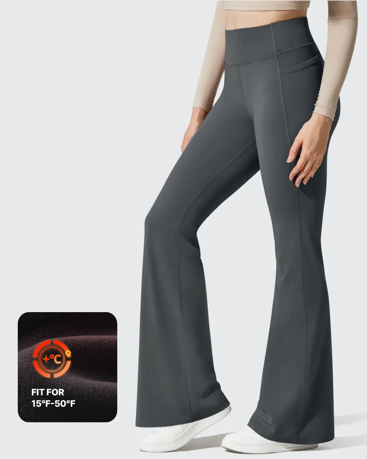 G4Free - Barefeel Fleece Lined High Waist Flare Yoga Leggings -GF25A703CA-S