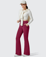 G4Free - Barefeel Fleece Lined Pockets Flare Yoga Pants -GF25A631EA-S