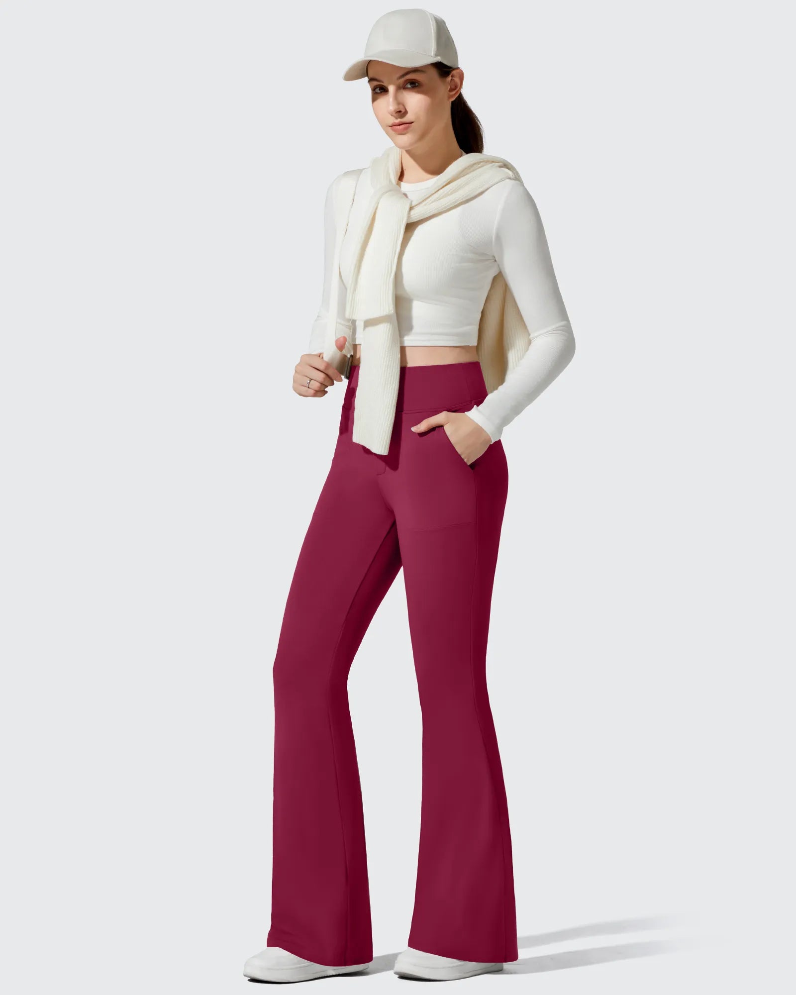G4Free - Barefeel Fleece Lined Pockets Flare Yoga Pants -GF25A631EA-S