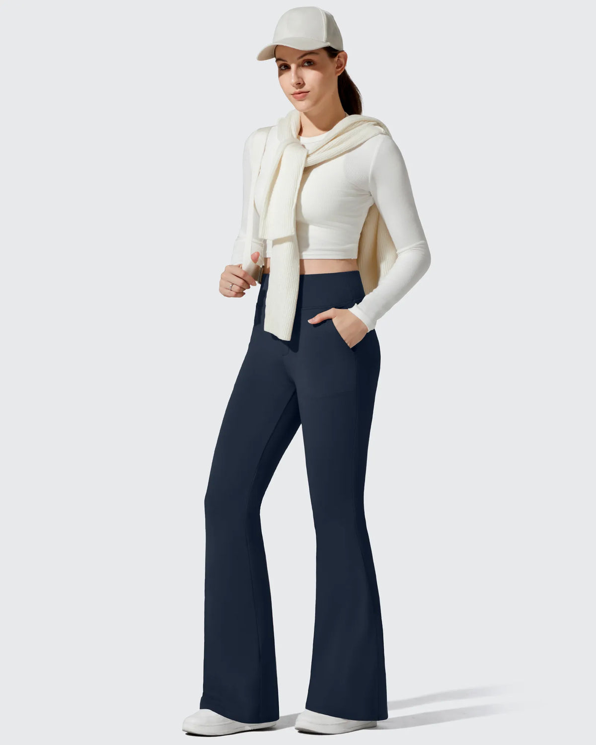 G4Free - Barefeel Fleece Lined Pockets Flare Yoga Pants -GF25A631EA-S