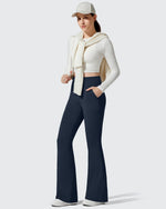 G4Free - Barefeel Fleece Lined Pockets Flare Yoga Pants -GF25A631EA-S