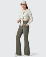 G4Free - Barefeel Fleece Lined Pockets Flare Yoga Pants -GF25A631EA-S