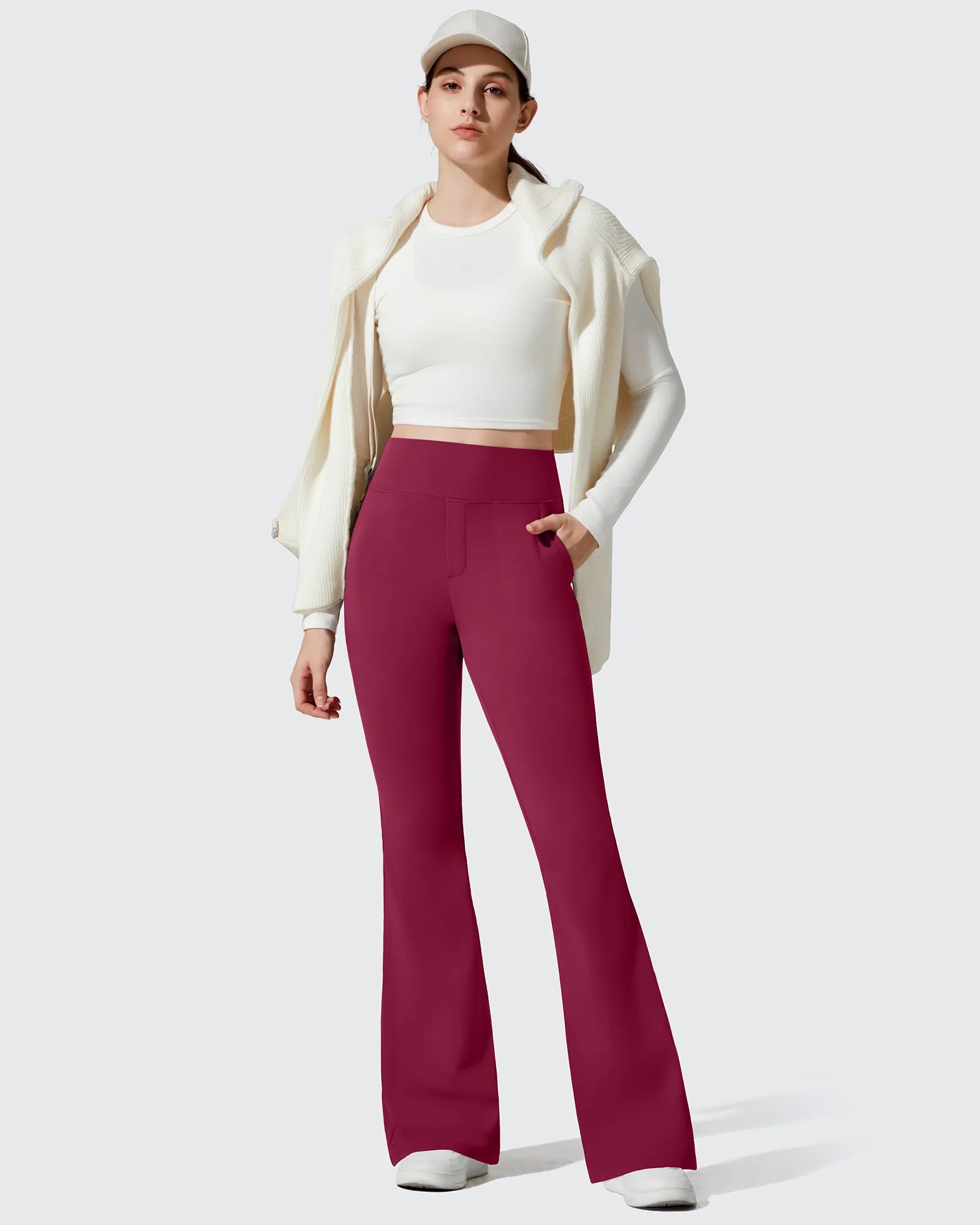 G4Free - Barefeel Fleece Lined Pockets Flare Yoga Pants -GF25A631EA-S