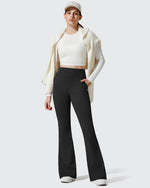 G4Free - Barefeel Fleece Lined Pockets Flare Yoga Pants -GF25A631EA-S