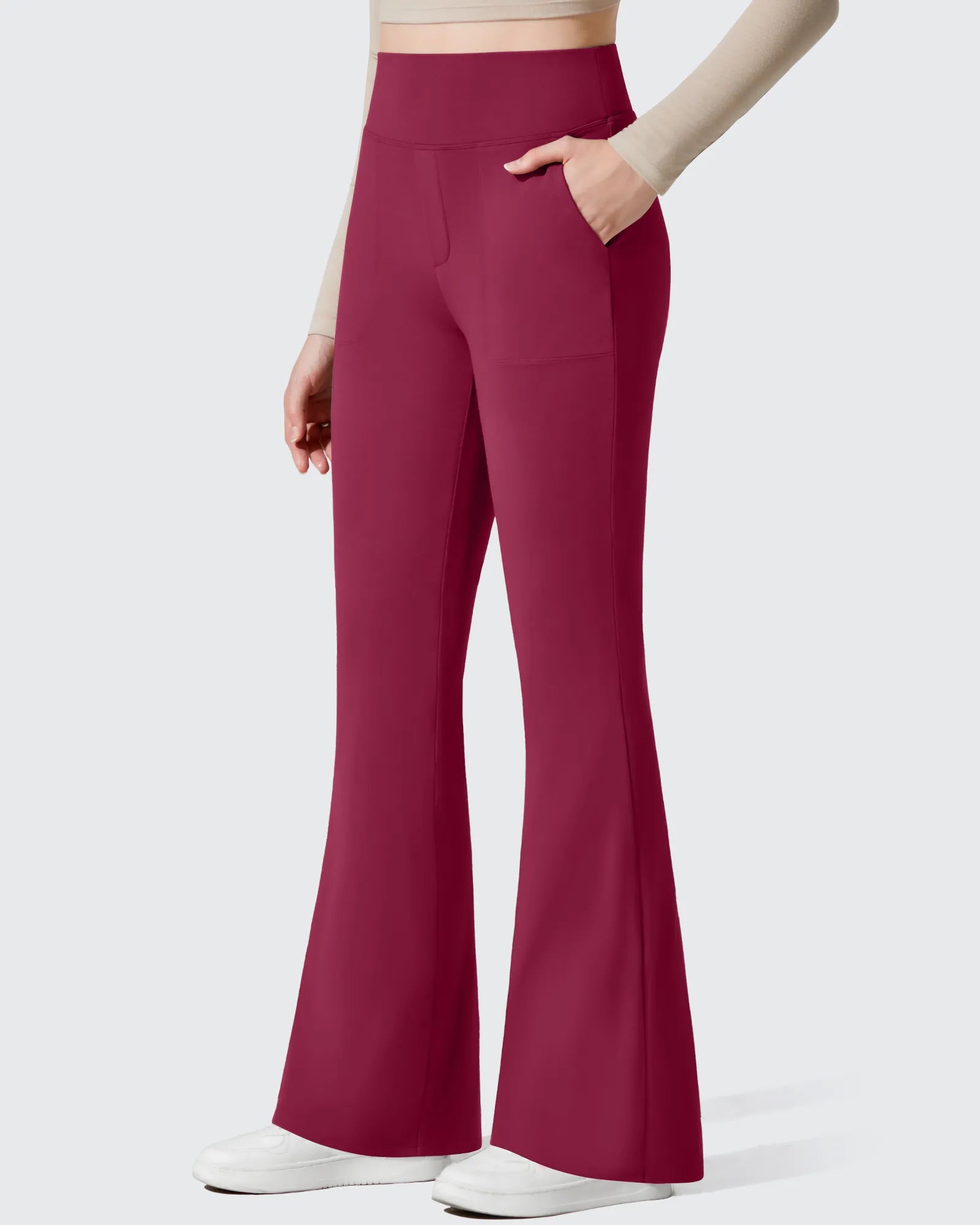 G4Free - Barefeel Fleece Lined Pockets Flare Yoga Pants -GF25A631EA-S