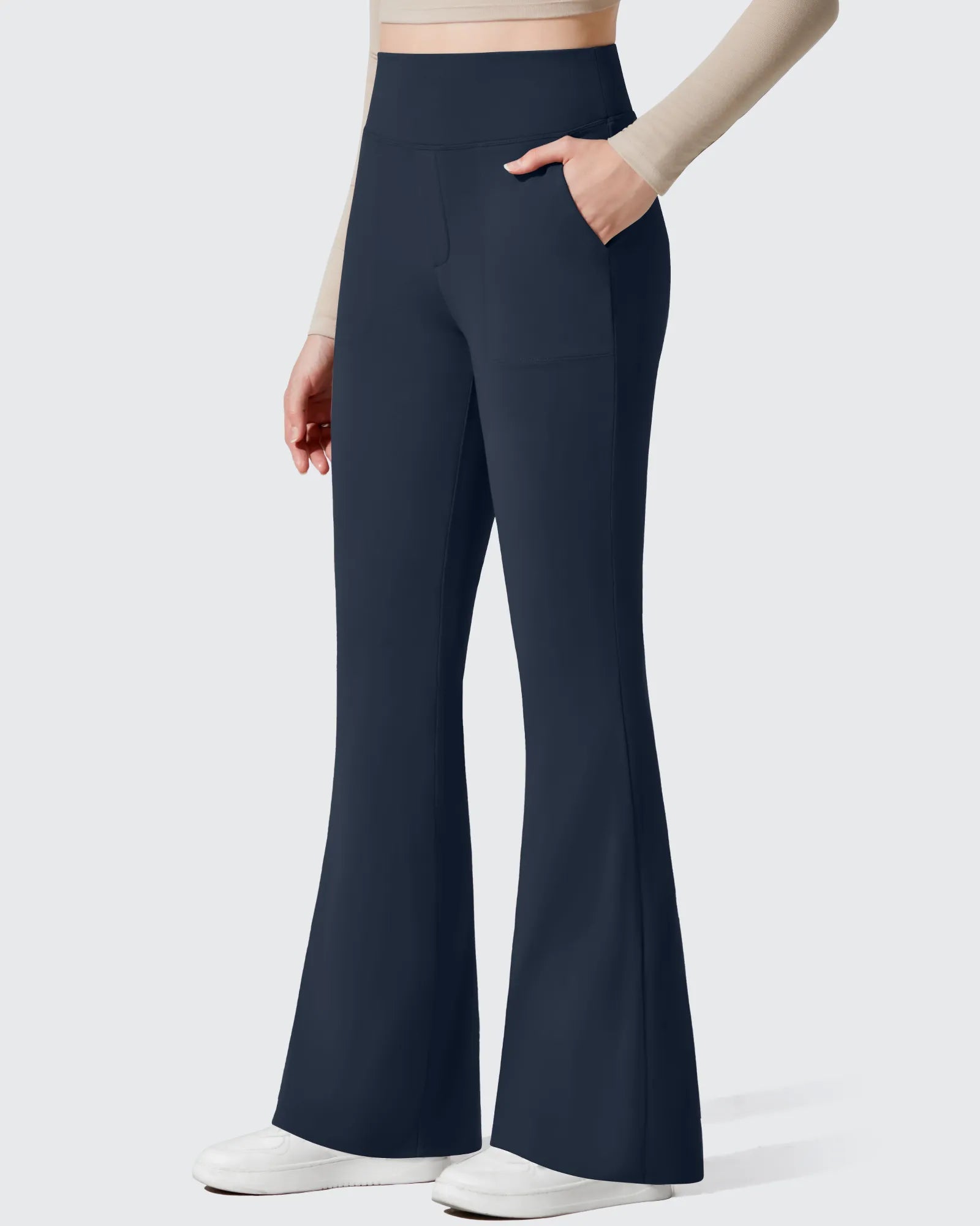 G4Free - Barefeel Fleece Lined Pockets Flare Yoga Pants -GF25A631EA-S