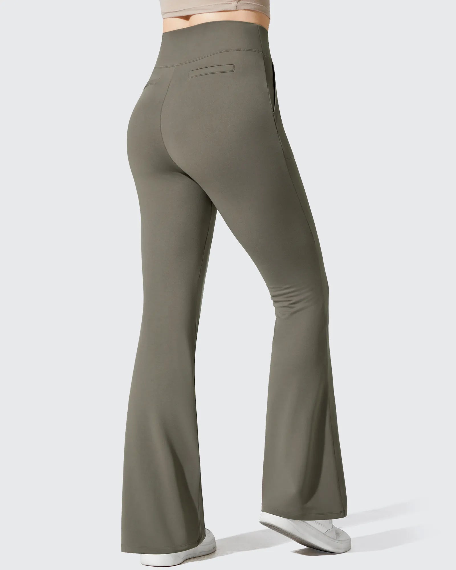 G4Free - Barefeel Fleece Lined Pockets Flare Yoga Pants -GF25A631EA-S