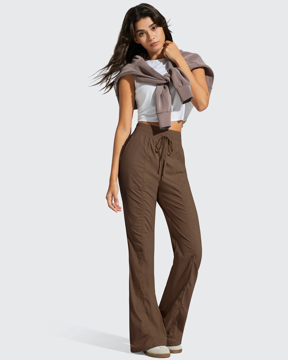 G4Free - Breezeline Flare Pockets High Waist Drawstring Leggings -GF25A666AA-S