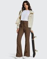G4Free - Breezeline Flare Pockets High Waist Drawstring Leggings -GF25A666AA-S