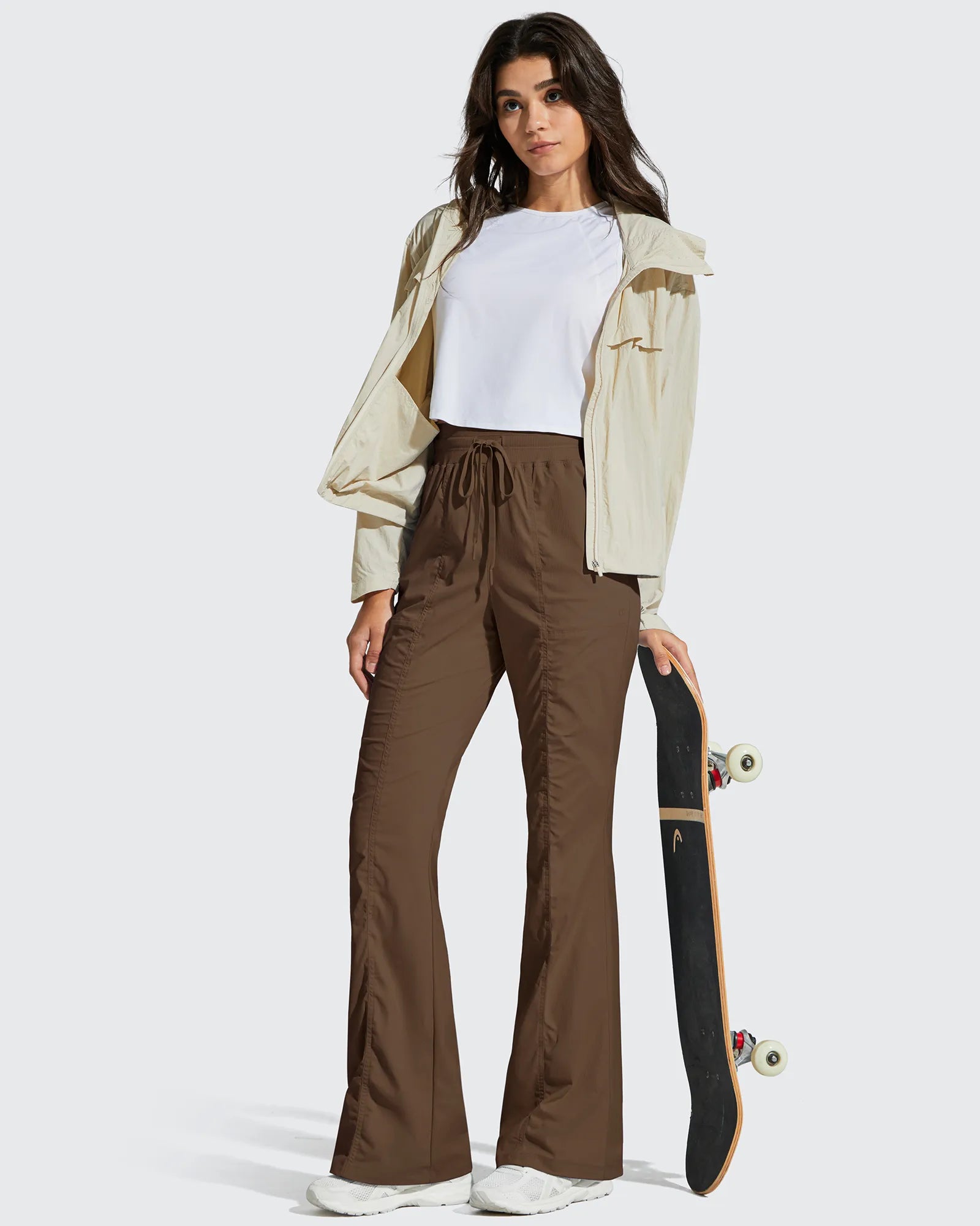 G4Free - Breezeline Flare Pockets High Waist Drawstring Leggings -GF25A666AA-S