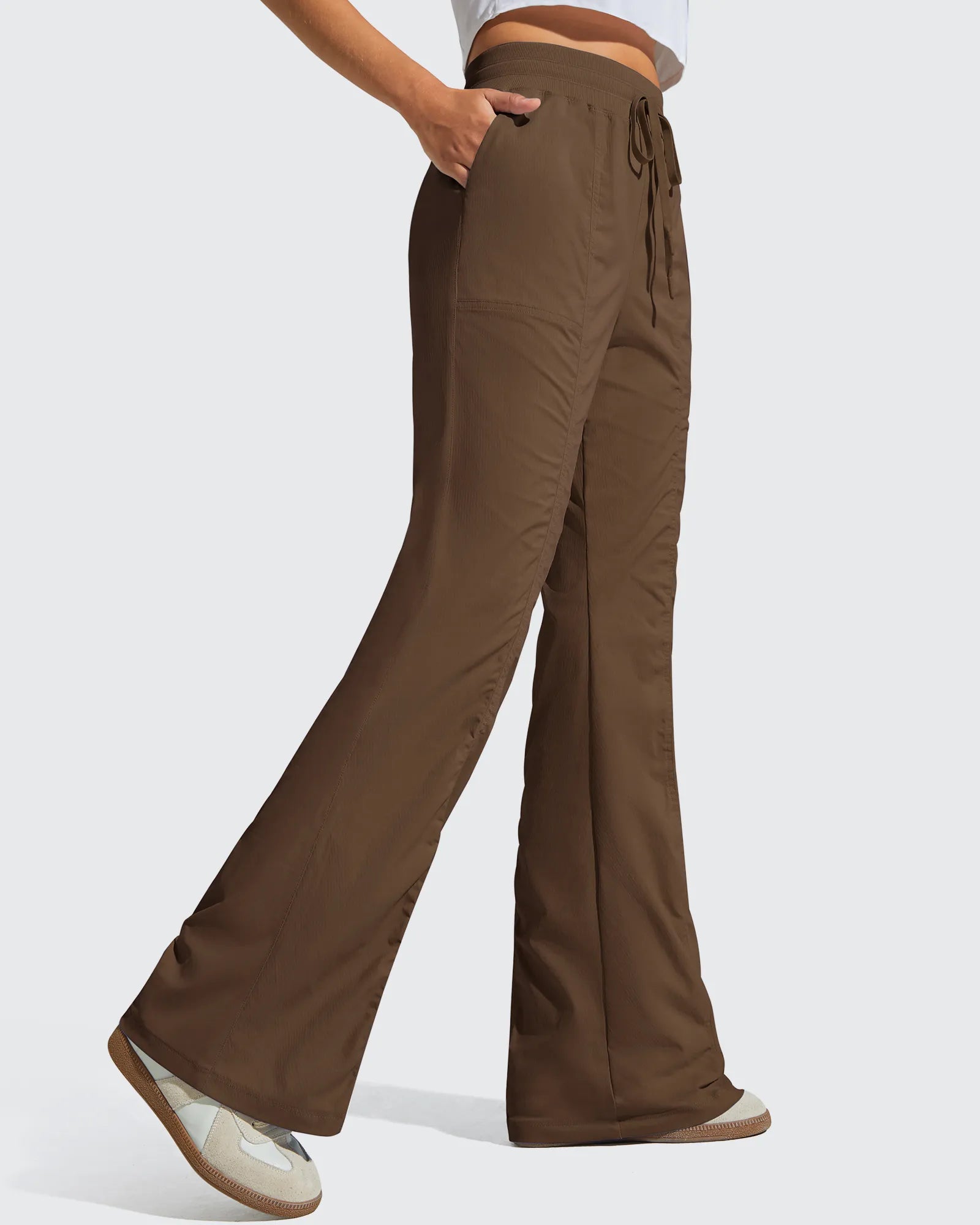 G4Free - Breezeline Flare Pockets High Waist Drawstring Leggings -GF25A666AA-S