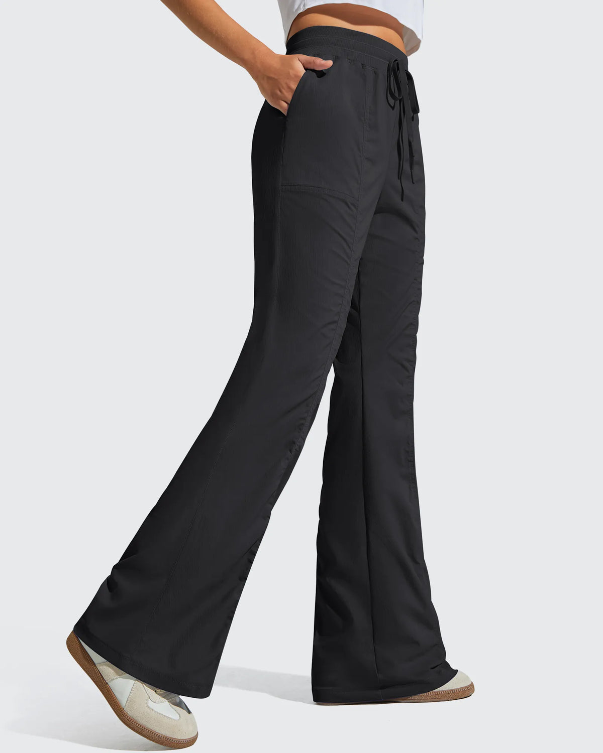 G4Free - Breezeline Flare Pockets High Waist Drawstring Leggings -GF25A666AA-S