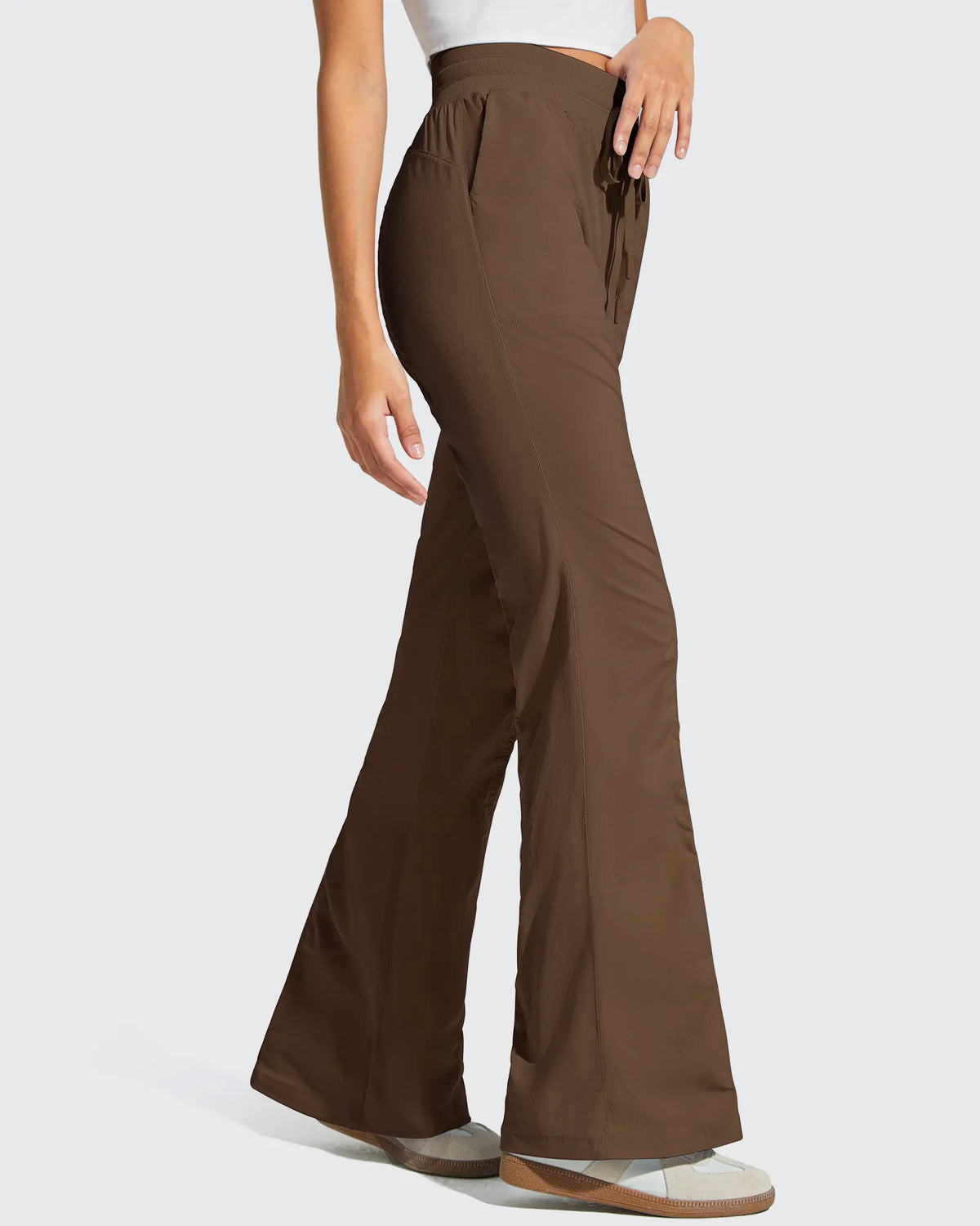 G4Free - Breezeline Flare Pockets High Waist Drawstring Leggings -GF25A666AA-S
