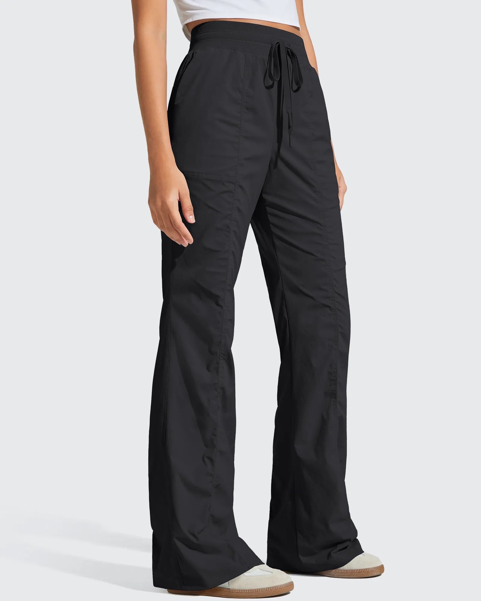 G4Free - Breezeline Flare Pockets High Waist Drawstring Leggings -GF25A666AA-S