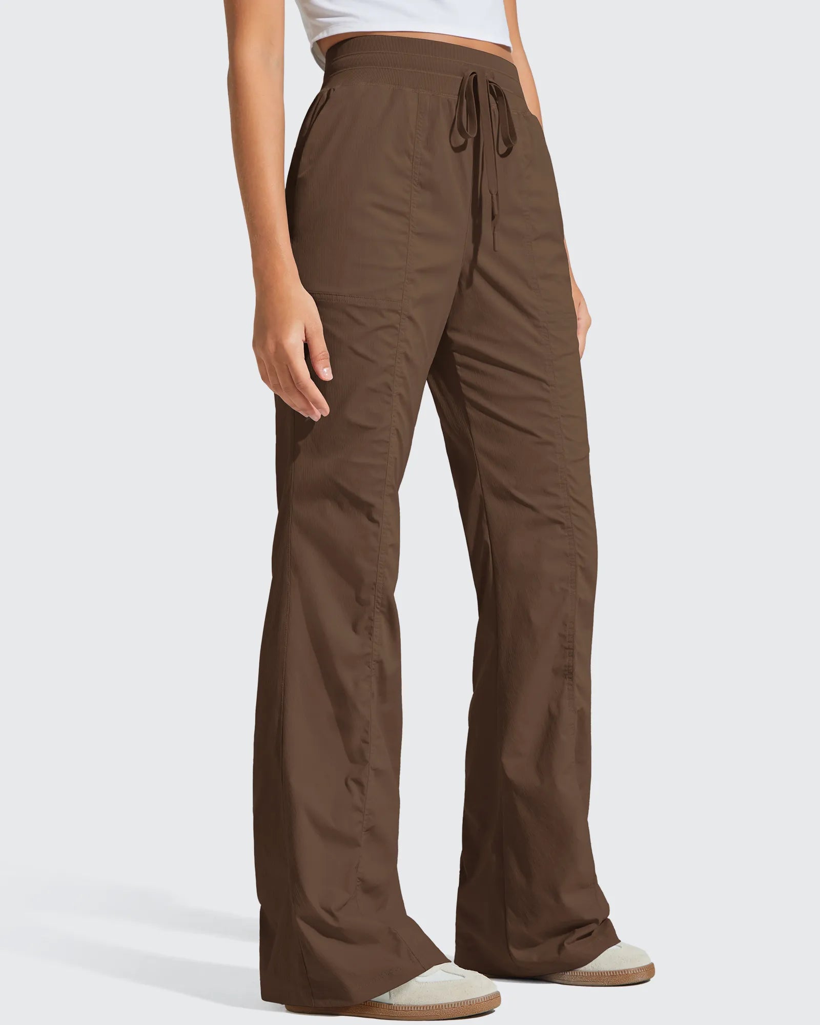 G4Free - Breezeline Flare Pockets High Waist Drawstring Leggings -GF25A666AA-S