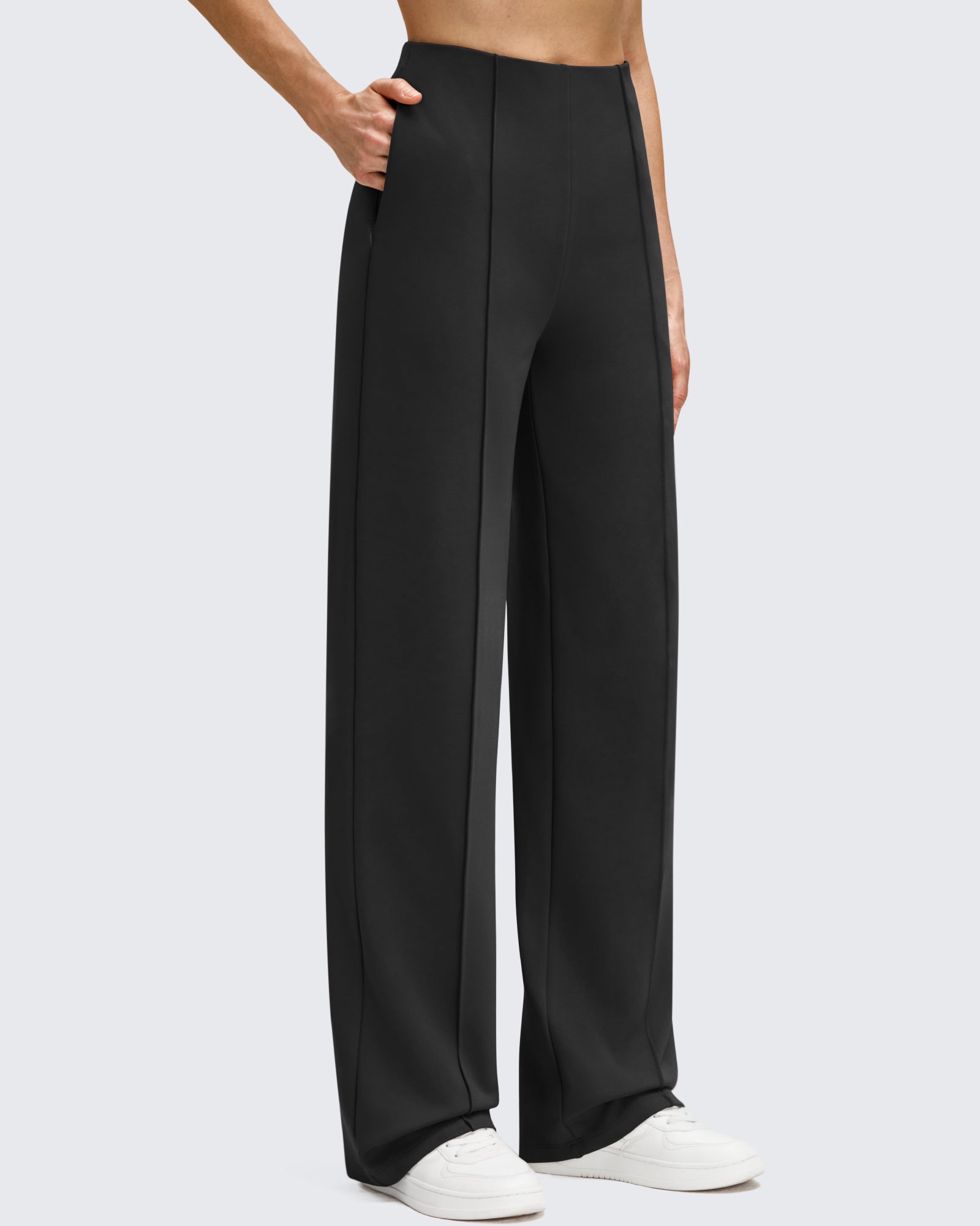 G4Free - Business Front Pleats Wide Leg Fleece Lined Pants -GF25J619AA-S
