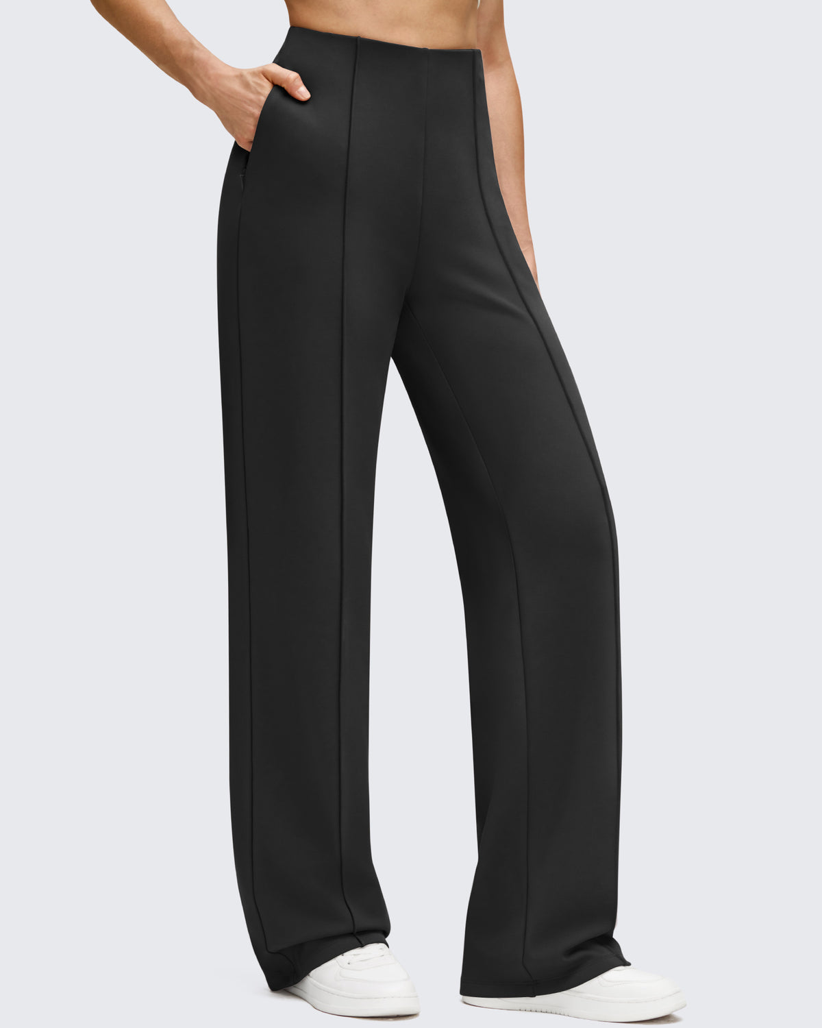 G4Free - Business Front Pleats Wide Leg Fleece Lined Pants -GF25J619AA-S