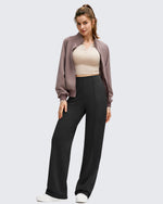 G4Free - Business Front Pleats Wide Leg Fleece Lined Pants -GF25J619AA-S