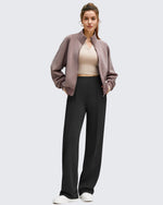 G4Free - Business Front Pleats Wide Leg Fleece Lined Pants -GF25J619AA-S