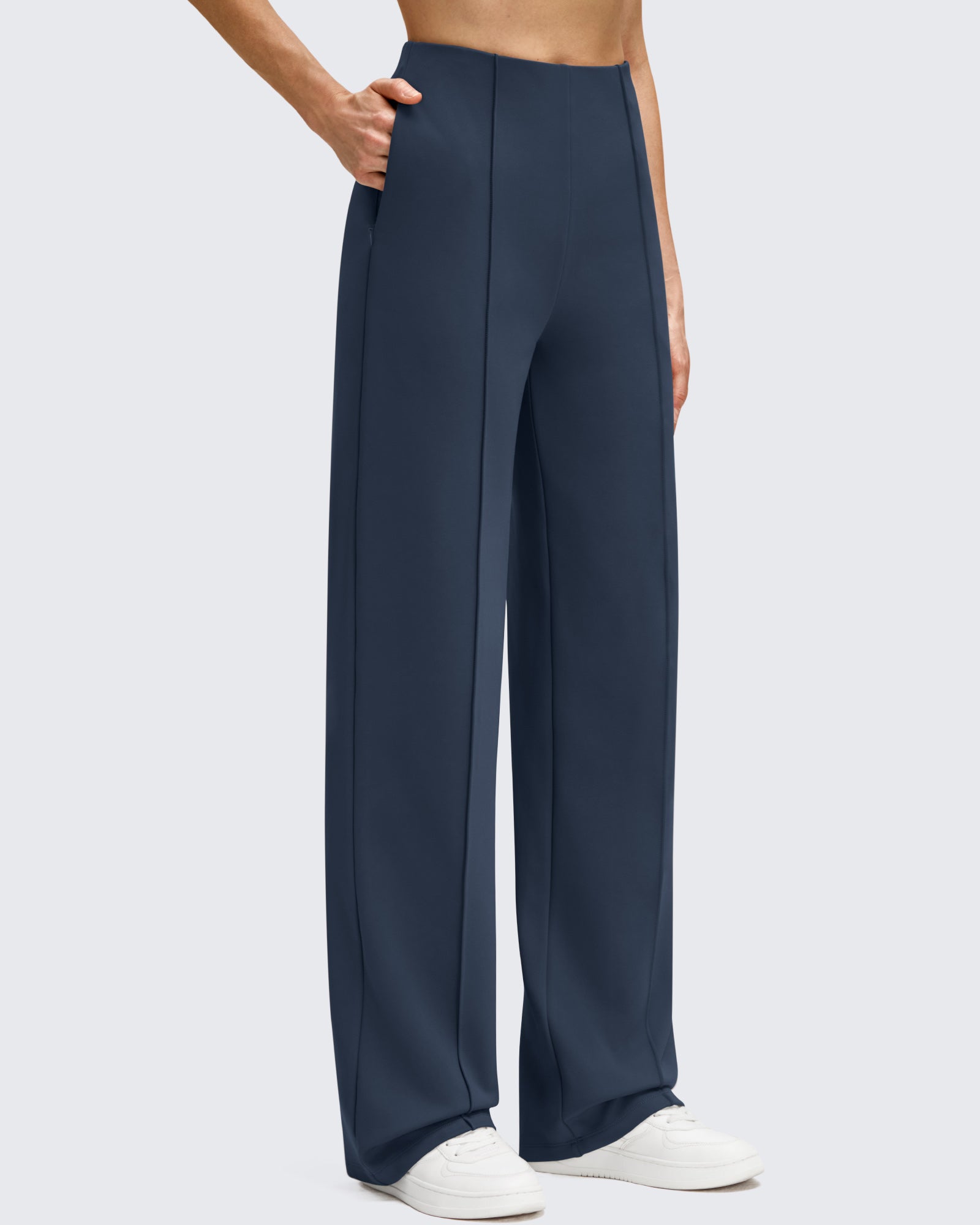 G4Free - Business Front Pleats Wide Leg Fleece Lined Pants -GF25J619AA-S
