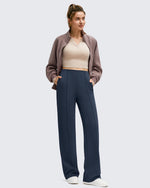 G4Free - Business Front Pleats Wide Leg Fleece Lined Pants -GF25J619AA-S