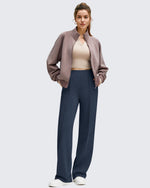 G4Free - Business Front Pleats Wide Leg Fleece Lined Pants -GF25J619AA-S