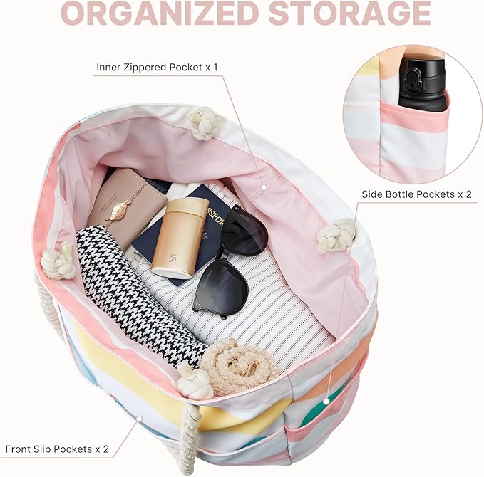 G4Free - Canvas Waterproof Sandproof Large Beach Tote Bags -TN25B597A