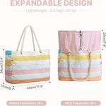 G4Free - Canvas Waterproof Sandproof Large Beach Tote Bags -TN25B597A