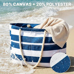 G4Free - Canvas Waterproof Sandproof Large Beach Tote Bags -TN25B597A