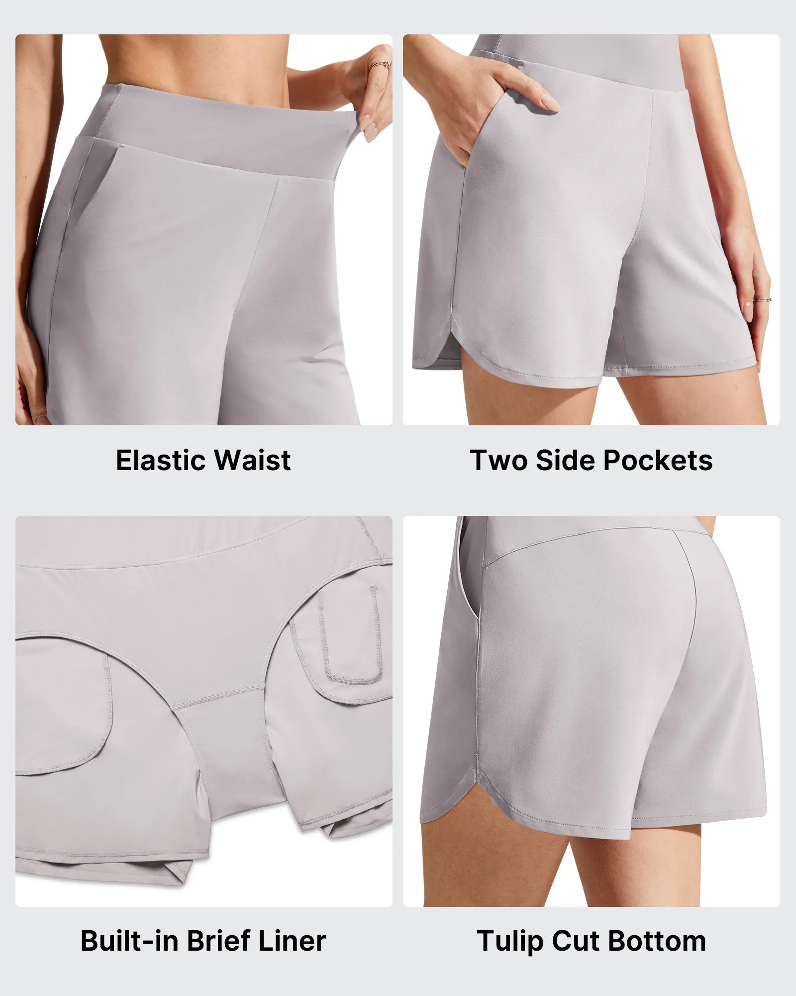 G4Free - Chillwhisp Built-in Brief Liner High Waist Athletic Shorts -GF26E710AA-S